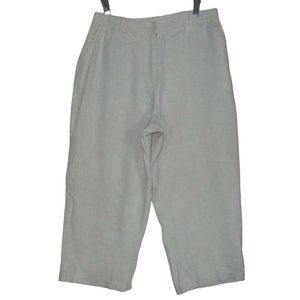HM Collection Linen Capri Pants 10P x 21" Beige comfort elastic 10S crop